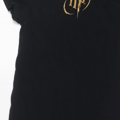 Harry Potter Girls Black Cotton T-Shirt Dress Size 11-12 Years Crew Neck Pullover