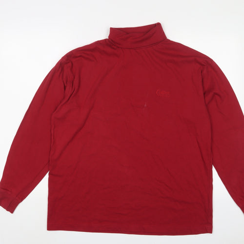 Cotton Traders Mens Red Cotton Pullover Sweatshirt Size M - Logo, Embroidered