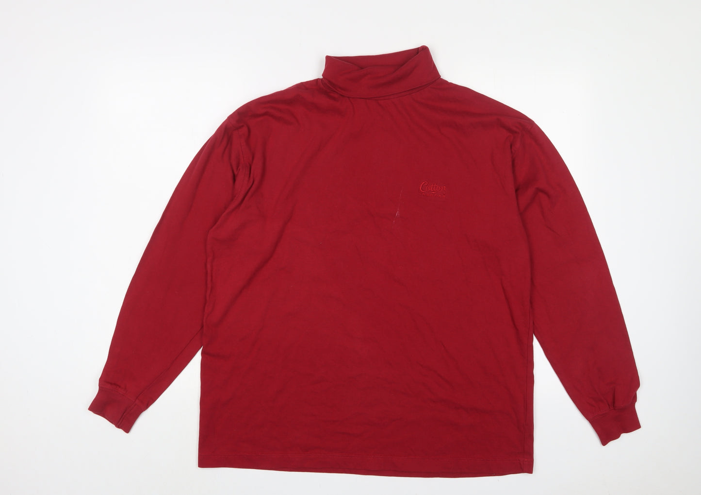 Cotton Traders Mens Red Cotton Pullover Sweatshirt Size M - Logo, Embroidered