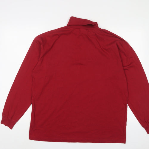 Cotton Traders Mens Red Cotton Pullover Sweatshirt Size M - Logo, Embroidered