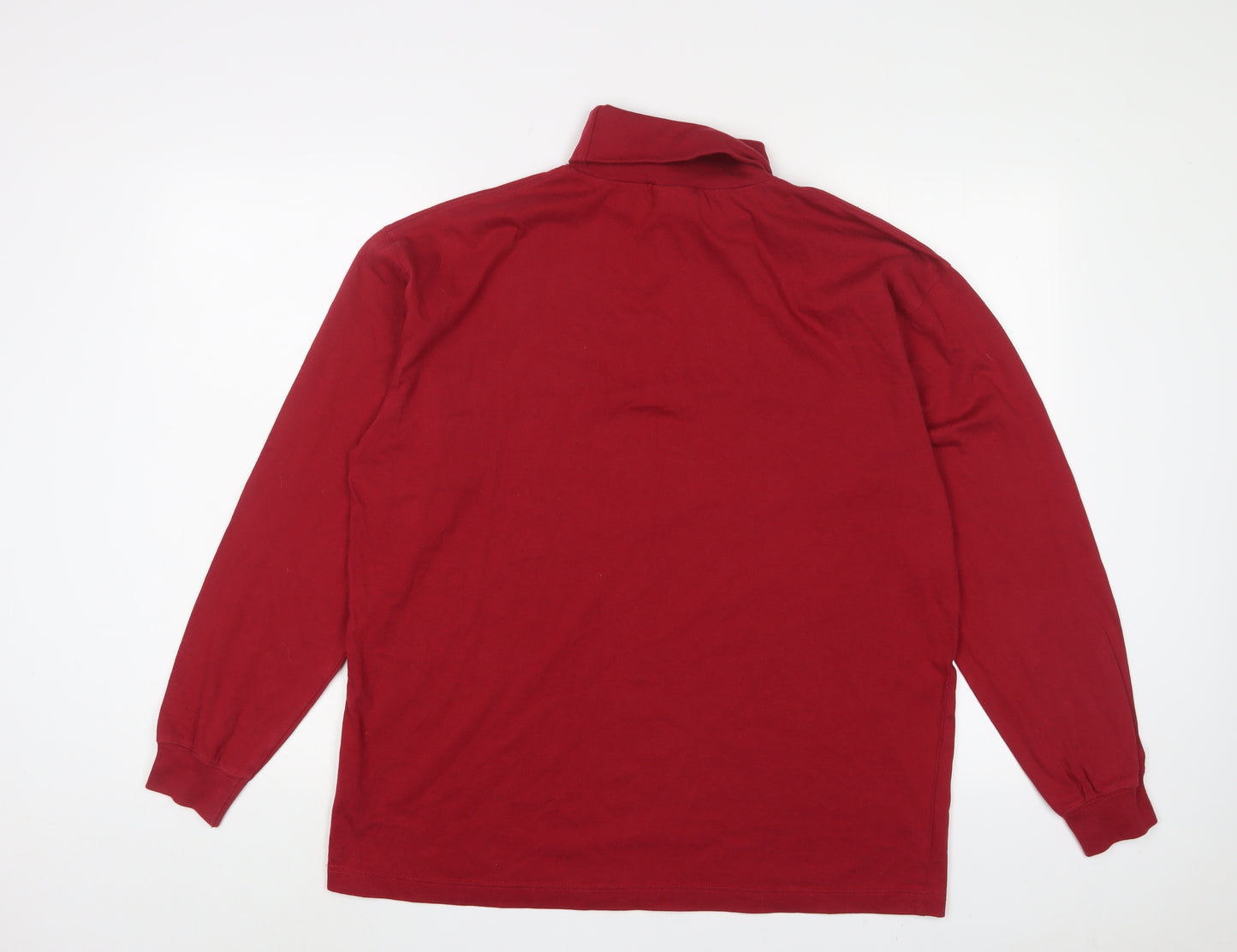 Cotton Traders Mens Red Cotton Pullover Sweatshirt Size M - Logo, Embroidered