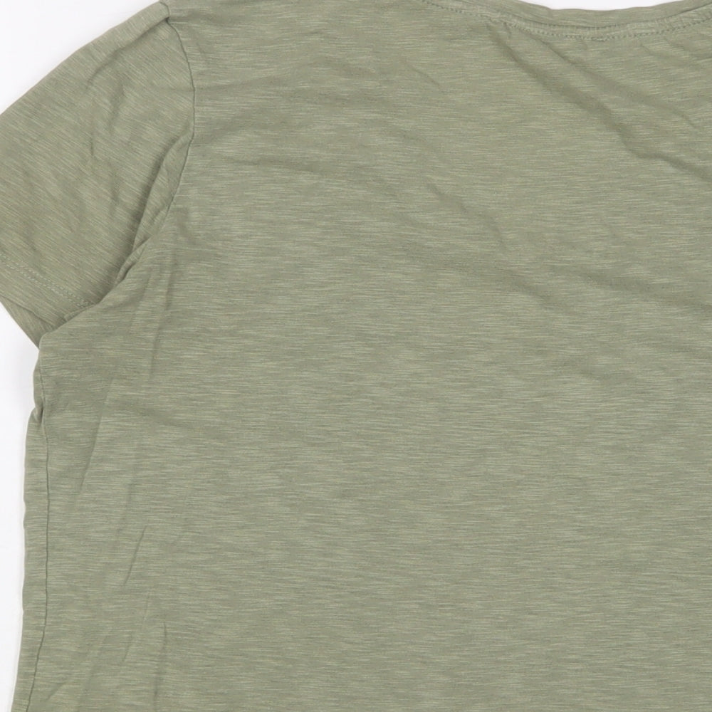 Superdry Womens Green Lyocell Basic T-Shirt Size S V-Neck