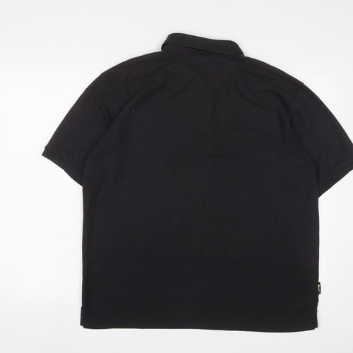 Slazenger Mens Black Cotton Polo Size XL Collared Button - Logo, Embroidered