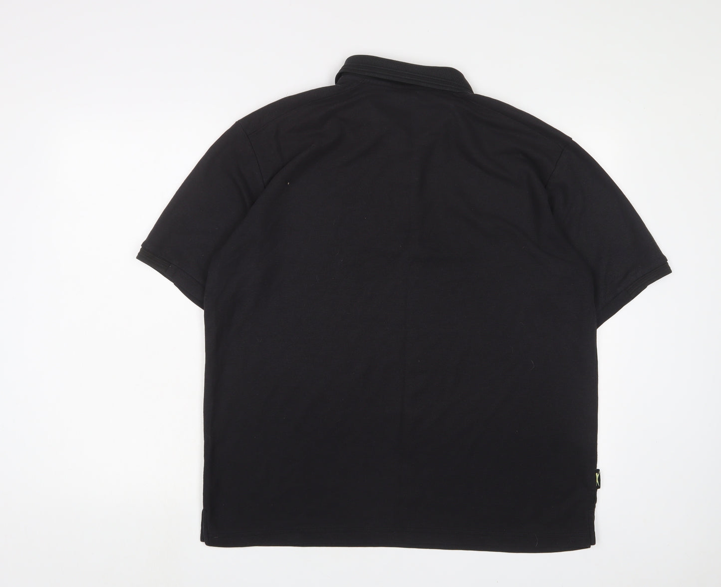 Slazenger Mens Black Cotton Polo Size XL Collared Button - Logo, Embroidered