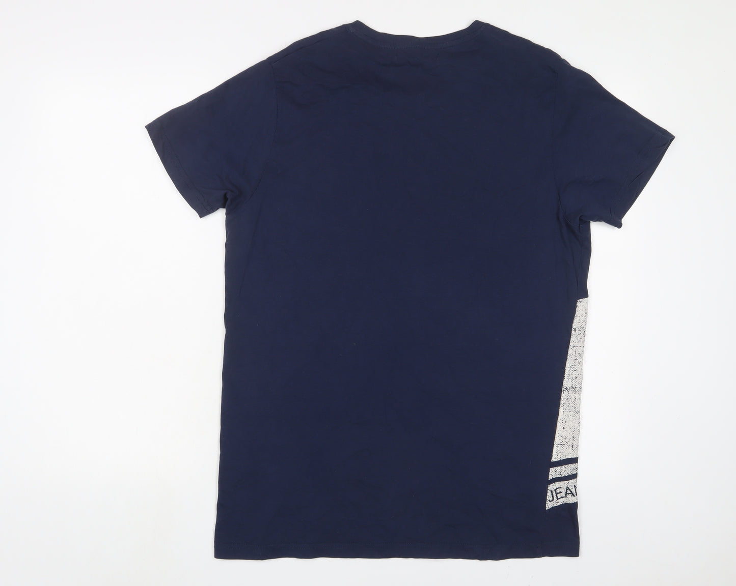 JACK & JONES Mens Blue Cotton T-Shirt Size XL Crew Neck - Logo