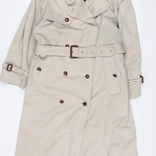 NuAge Womens Beige Overcoat Coat Size 12 Button - Belted