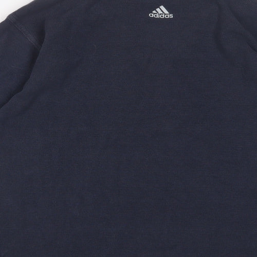 adidas Mens Blue Cotton Polo Size M Collared Button - Logo, Embroidered