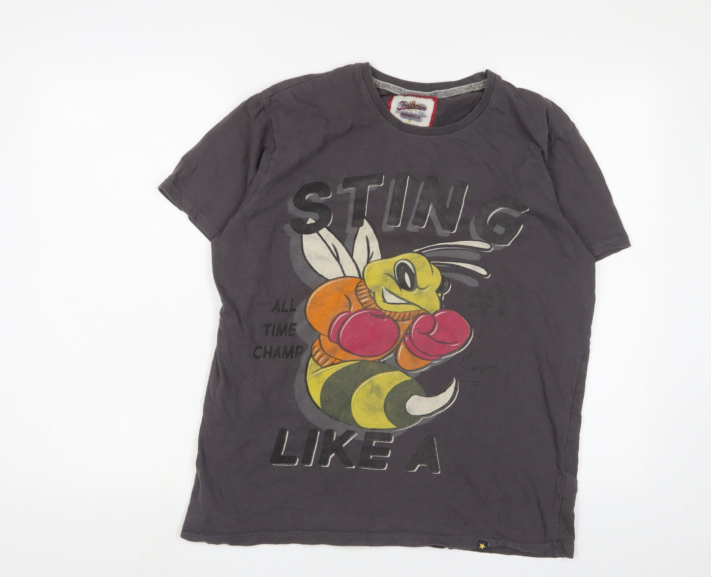 Joe Browns Mens Grey Cotton T-Shirt Size L Crew Neck - Sting like a bee