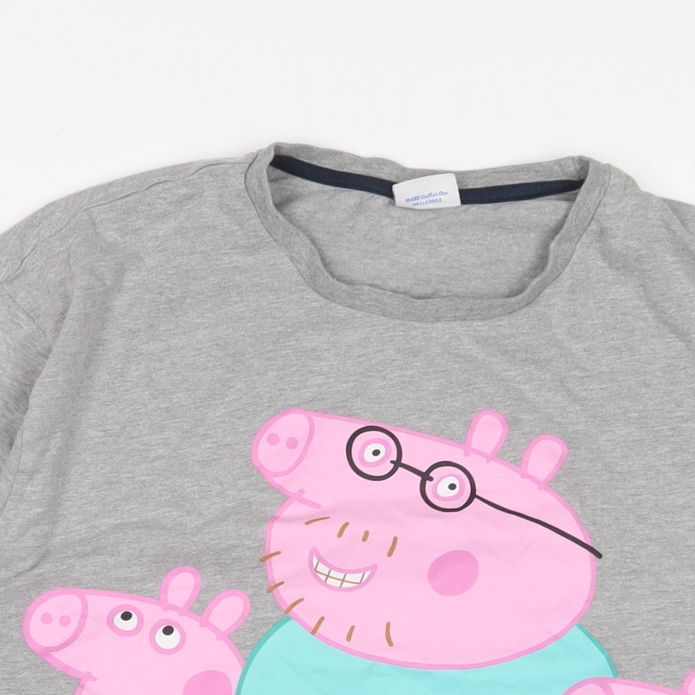 Peppa Pig Mens Grey Cotton T-Shirt Size L Crew Neck