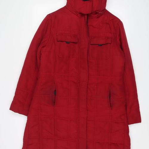 Cotton Traders Womens Red Quilted Coat Size 14 Zip