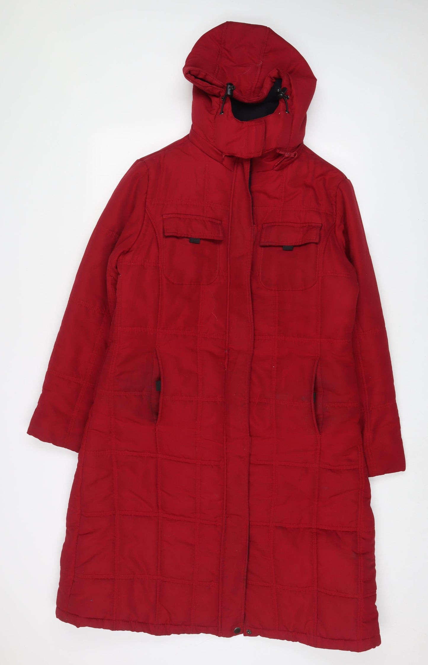 Cotton Traders Womens Red Quilted Coat Size 14 Zip