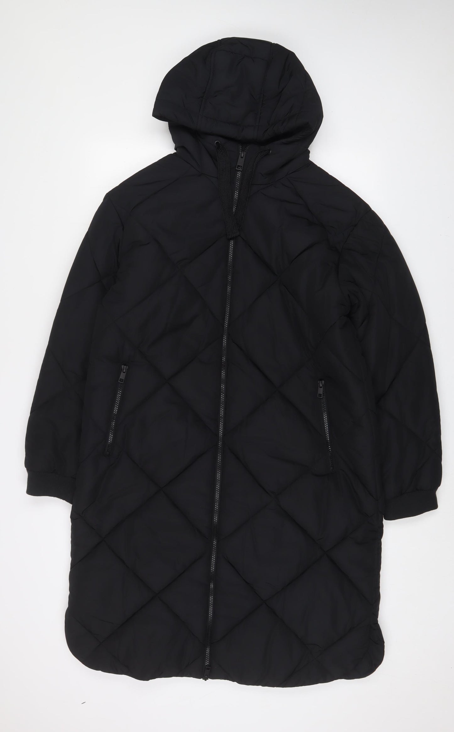 Marks and Spencer Womens Black Quilted Coat Size 12 Zip