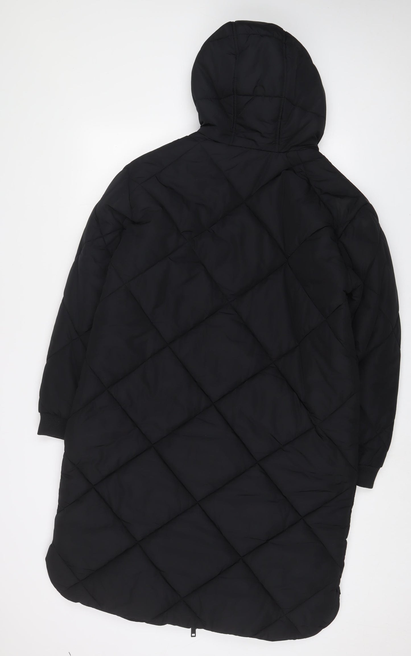 Marks and Spencer Womens Black Quilted Coat Size 12 Zip