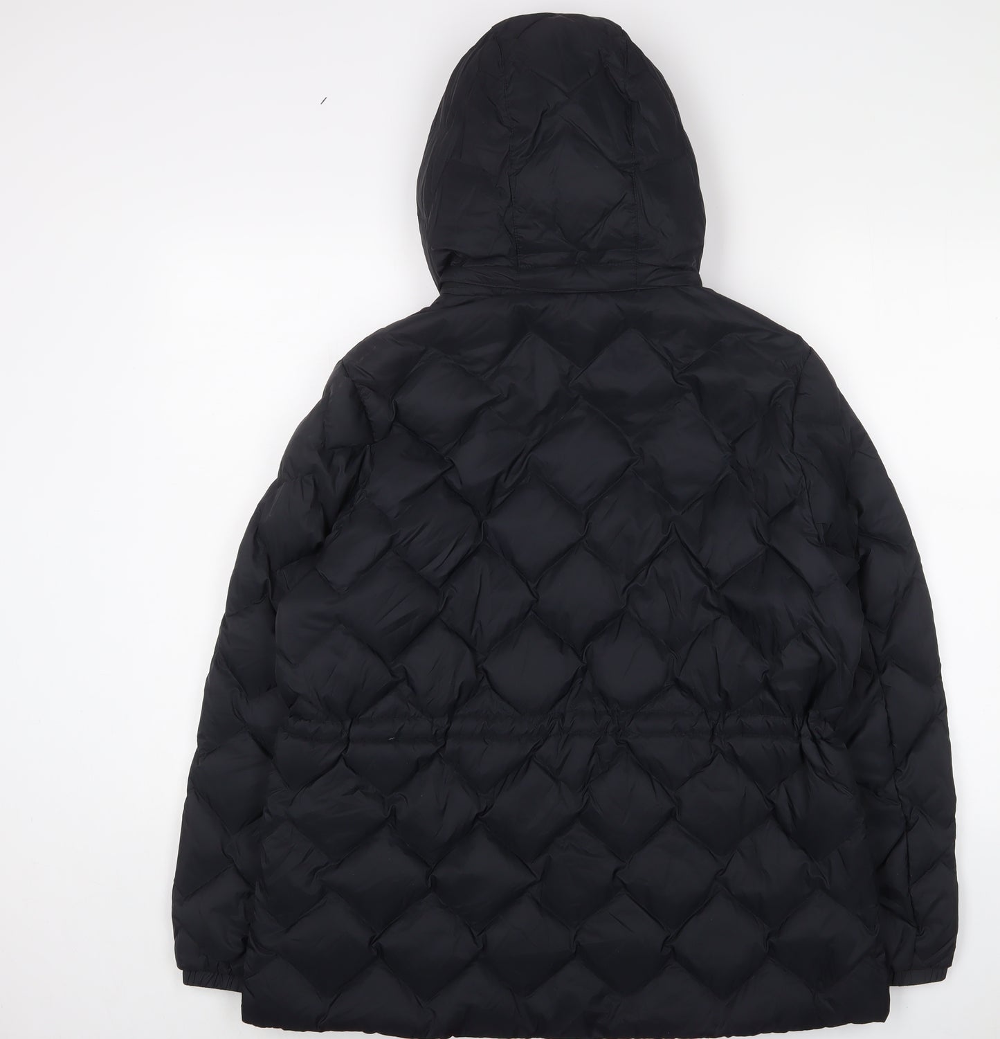 MARKS AND Womens Black Quilted Coat Size 16 Zip