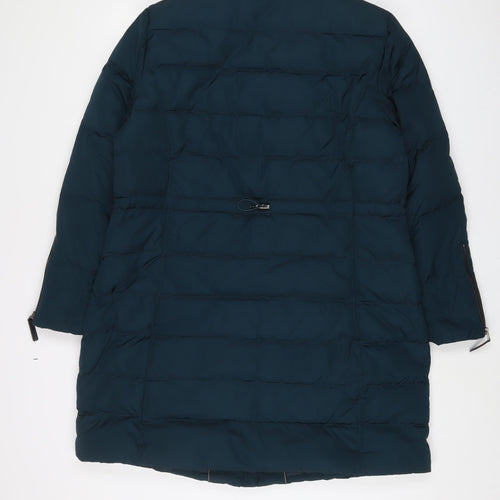 Per Una Womens Green Quilted Coat Size 16 Zip