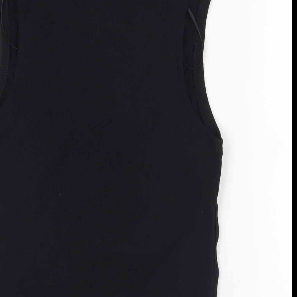 New Look Womens Black Cotton Basic Tank Size 14 Scoop Neck - Ribbed