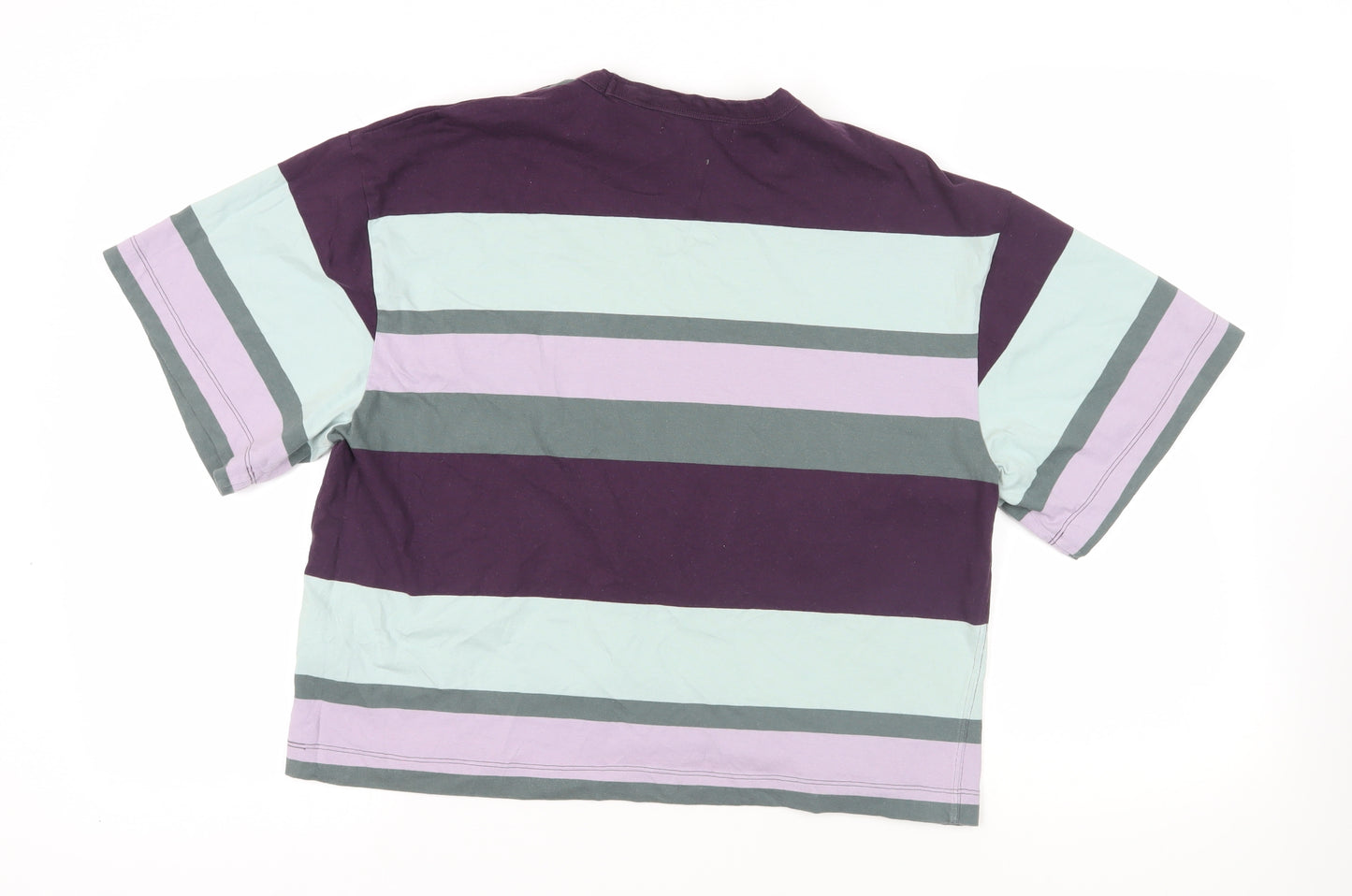 NEXT Womens Purple Striped Cotton Basic T-Shirt Size M Crew Neck