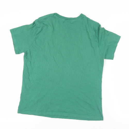 Pull&Bear Womens Green Cotton Basic T-Shirt Size S Crew Neck - Lucky Clover