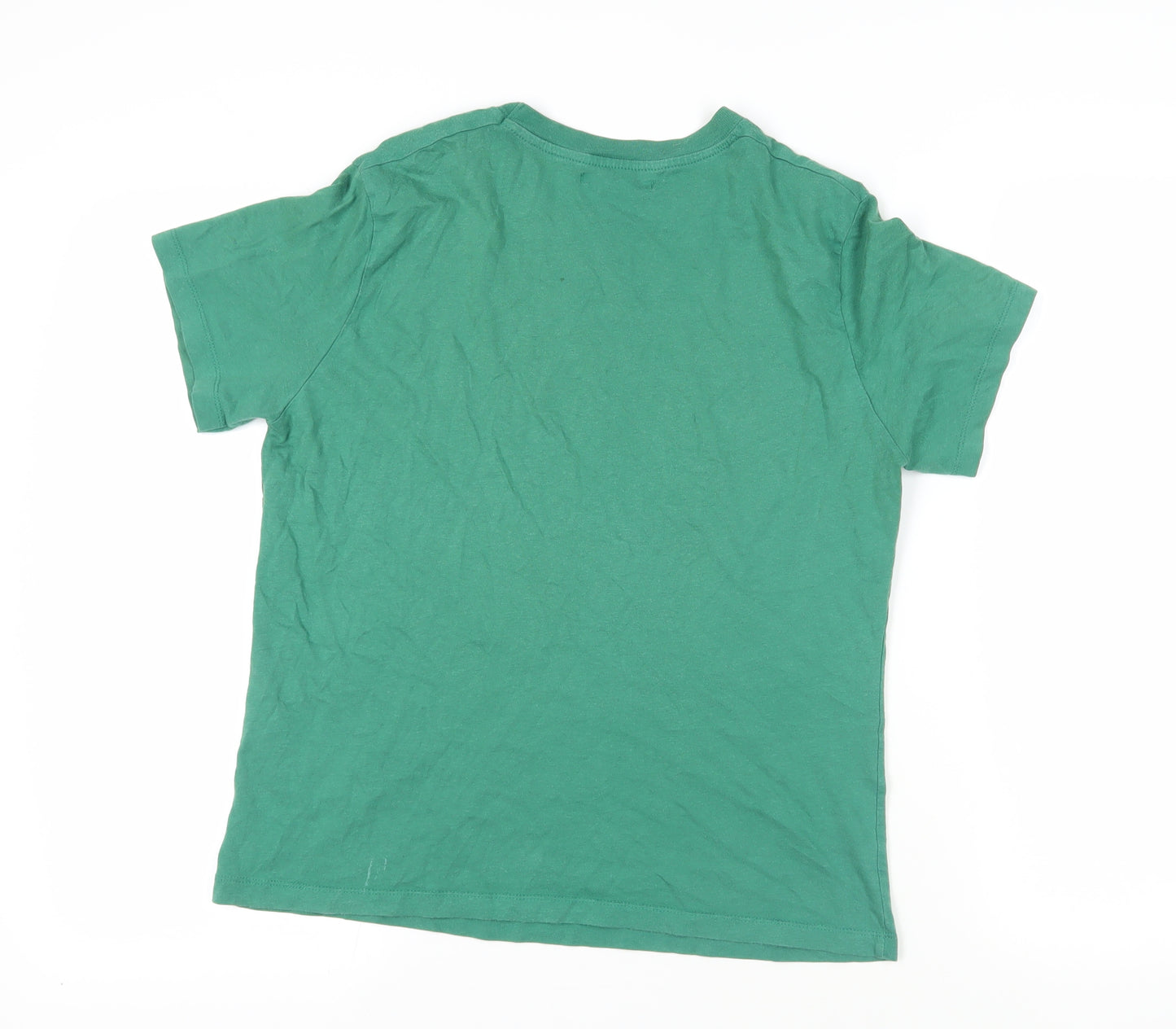 Pull&Bear Womens Green Cotton Basic T-Shirt Size S Crew Neck - Lucky Clover