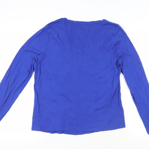BHS Womens Blue Cotton Basic T-Shirt Size 18 V-Neck