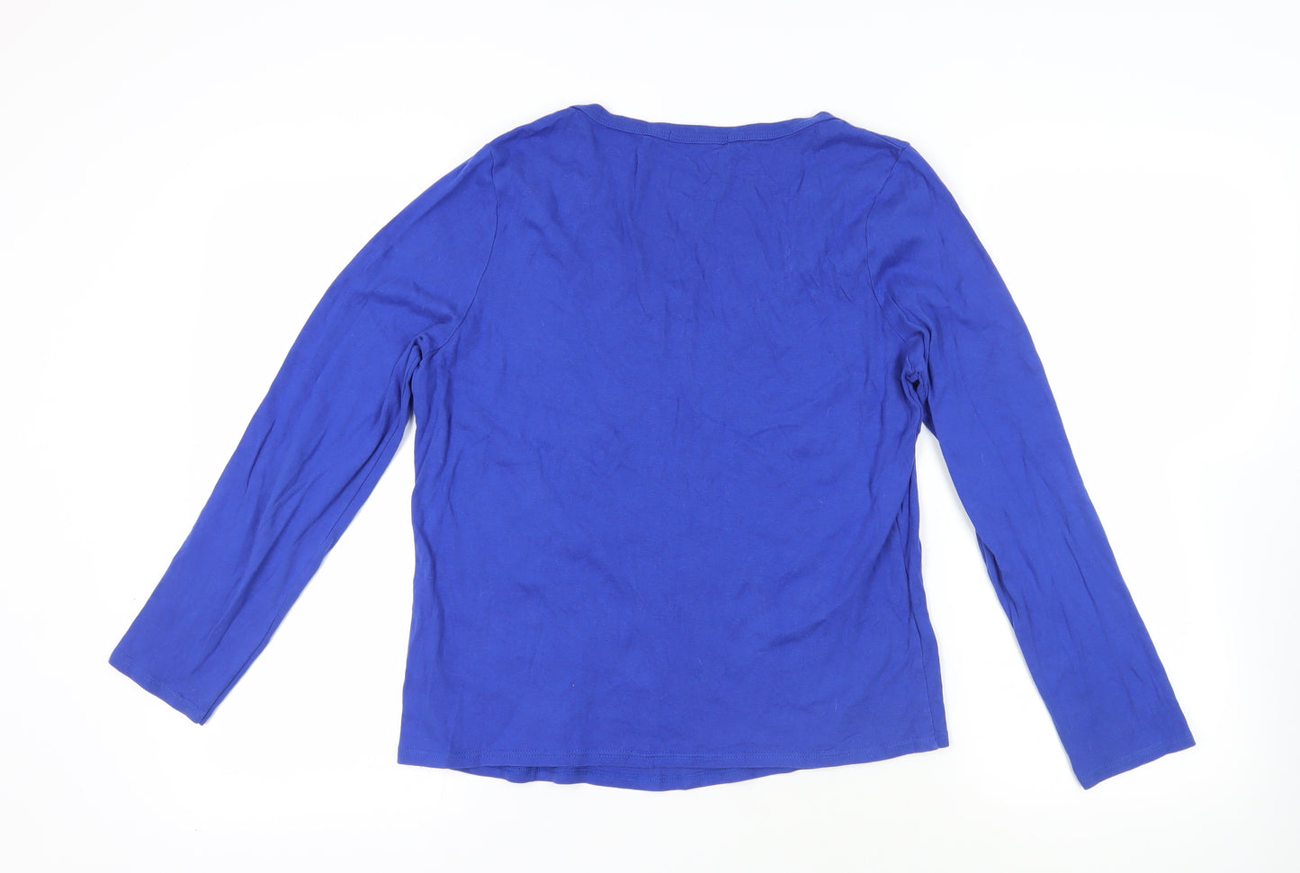 BHS Womens Blue Cotton Basic T-Shirt Size 18 V-Neck