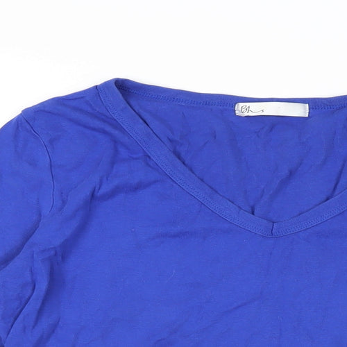 BHS Womens Blue Cotton Basic T-Shirt Size 18 V-Neck
