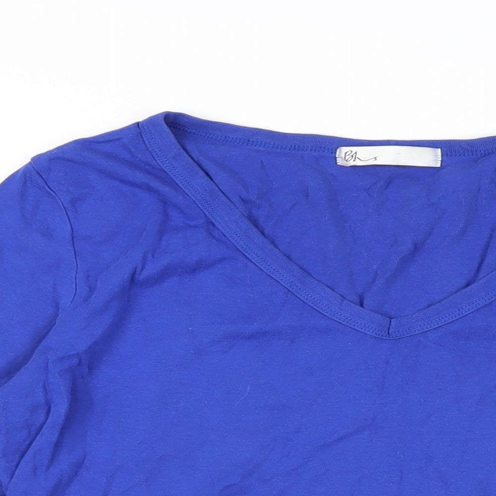 BHS Womens Blue Cotton Basic T-Shirt Size 18 V-Neck