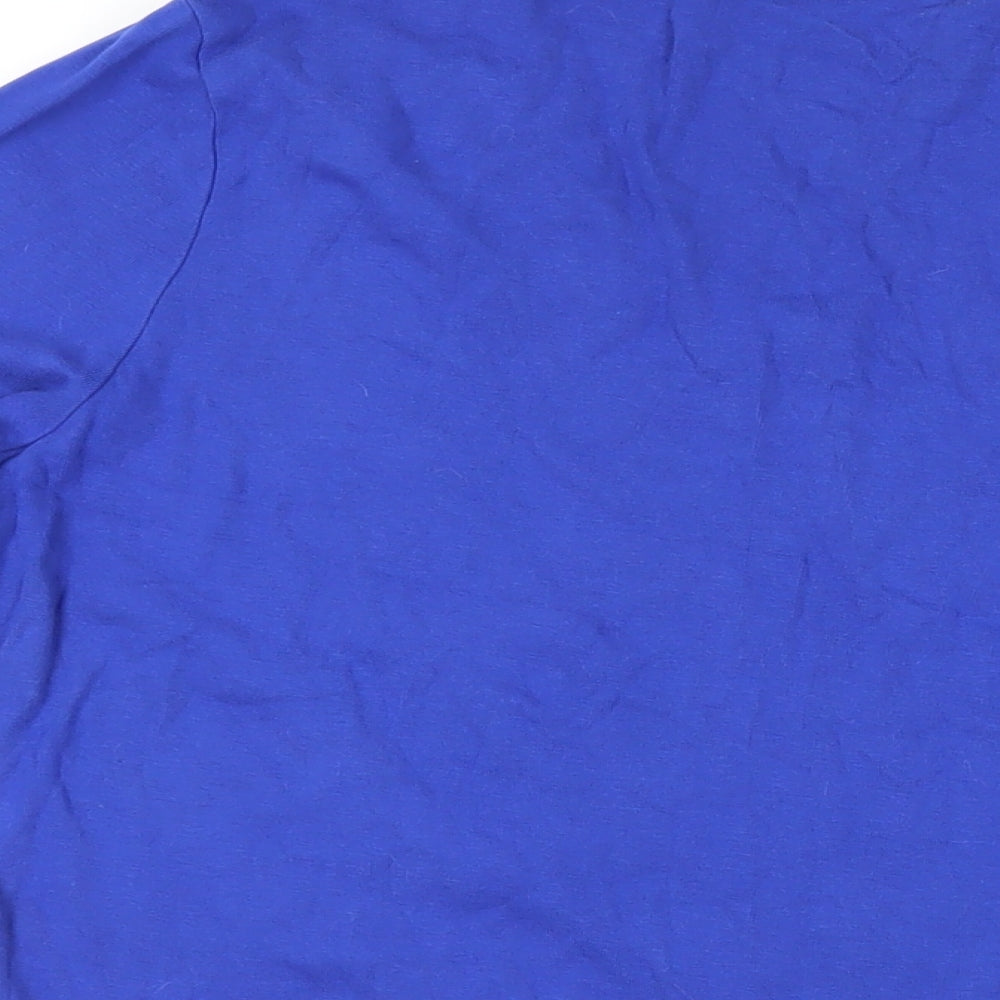 BHS Womens Blue Cotton Basic T-Shirt Size 18 V-Neck