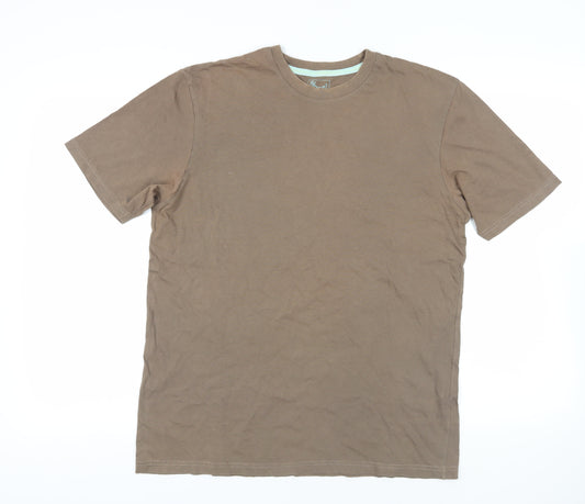 BHS Mens Brown Cotton T-Shirt Size M Crew Neck