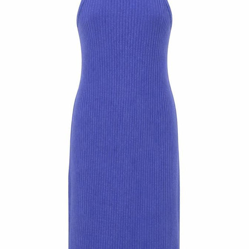 New Look Womens Blue Cotton Tank Dress Size 10 Square Neck Pullover - Ribbed