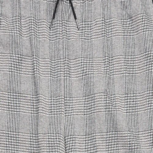 Marks and Spencer Womens Grey Plaid Polyester Trousers Size 24 L23 in Regular Drawstring - Adjustable Waist