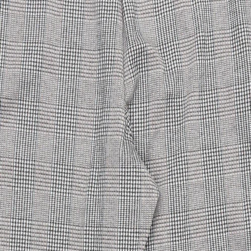 Marks and Spencer Womens Grey Plaid Polyester Trousers Size 24 L23 in Regular Drawstring - Adjustable Waist