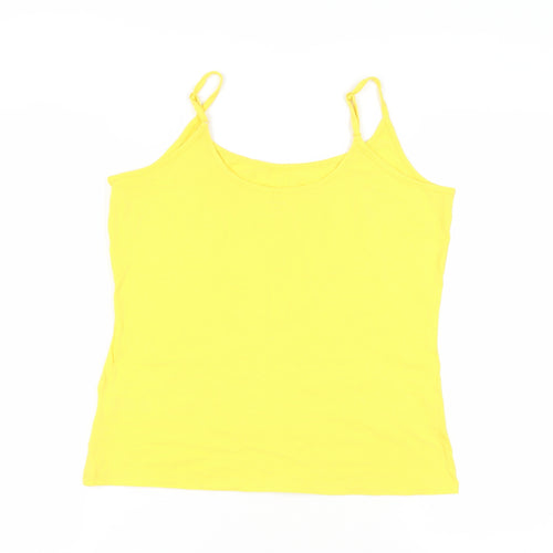 Marks and Spencer Womens Yellow Cotton Camisole Tank Size 14 Scoop Neck