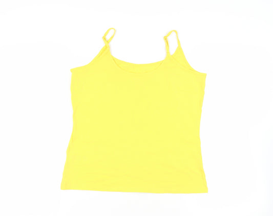 Marks and Spencer Womens Yellow Cotton Camisole Tank Size 14 Scoop Neck