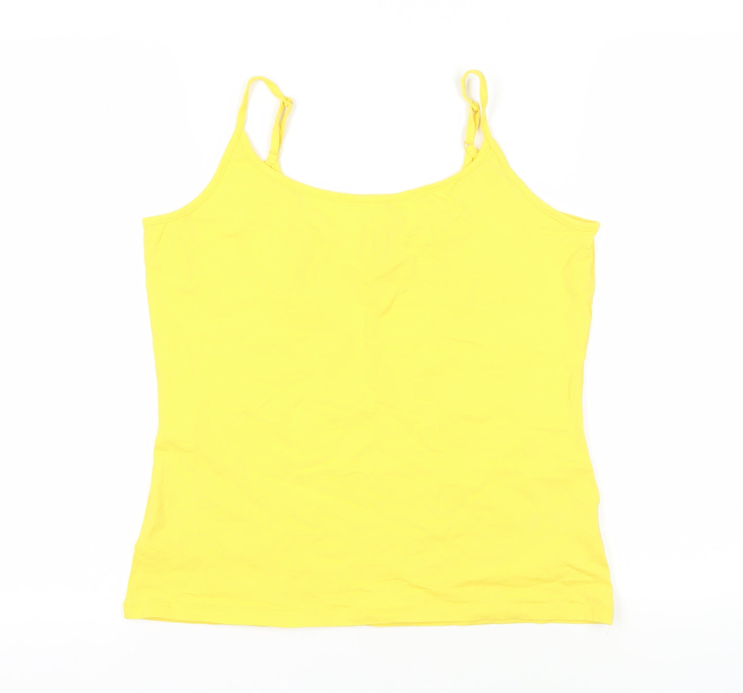 Marks and Spencer Womens Yellow Cotton Camisole Tank Size 14 Scoop Neck