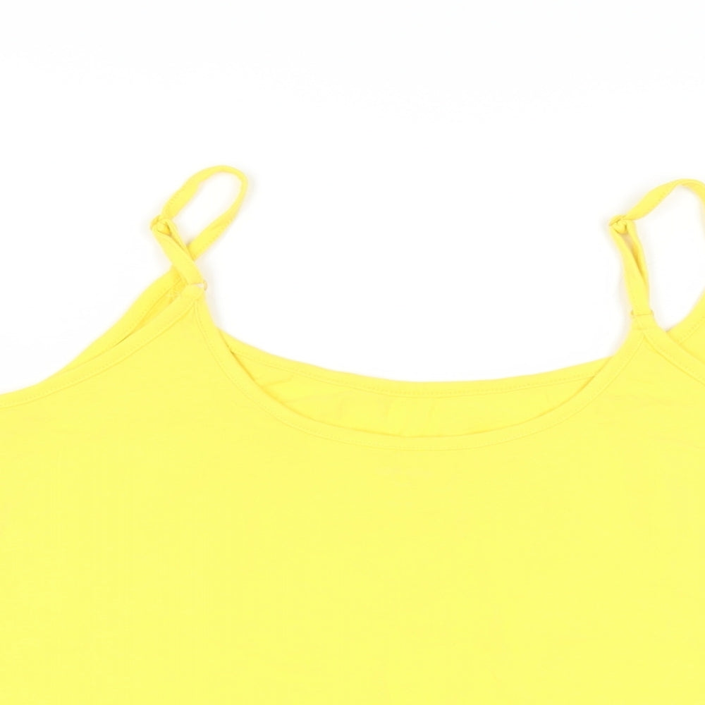 Marks and Spencer Womens Yellow Cotton Camisole Tank Size 14 Scoop Neck