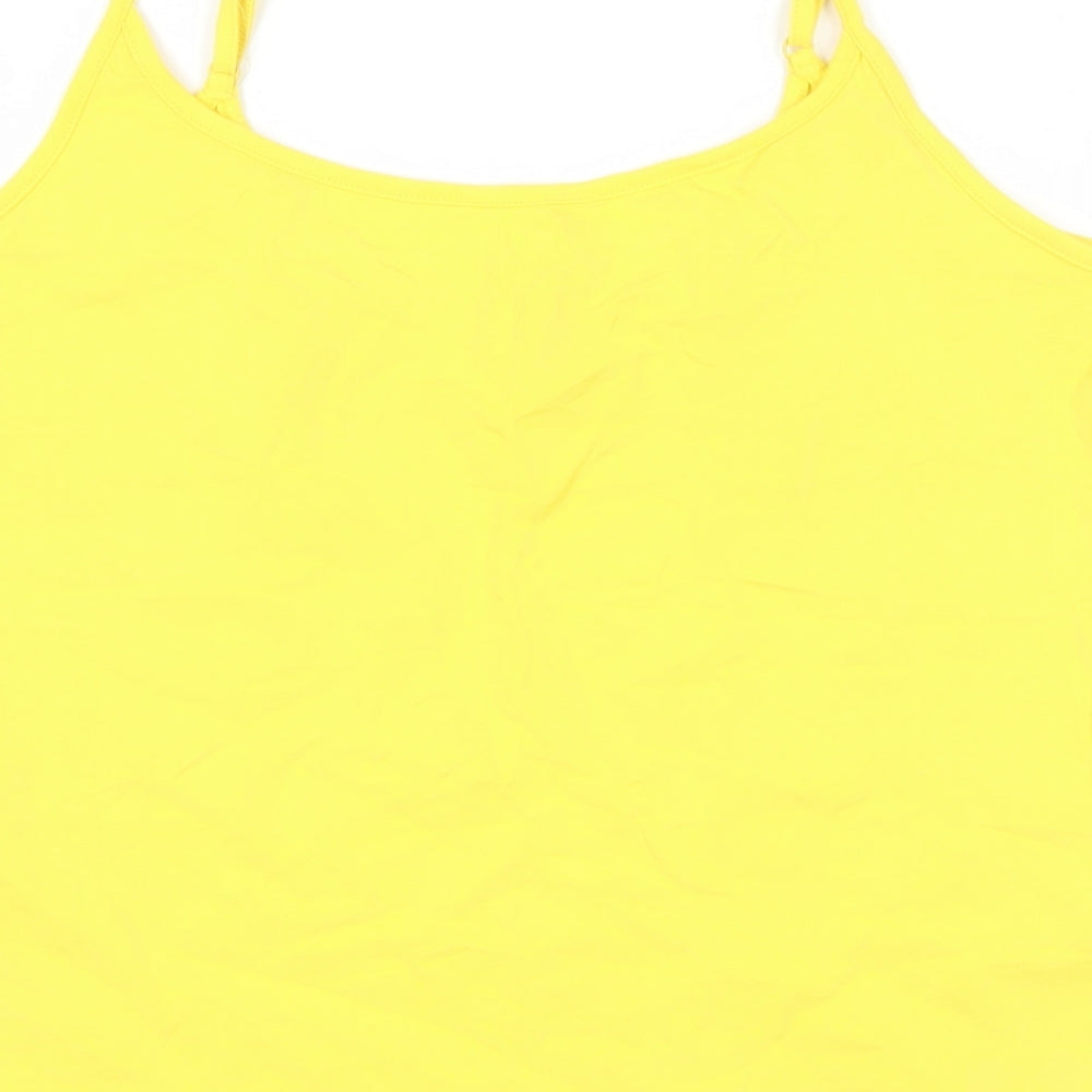 Marks and Spencer Womens Yellow Cotton Camisole Tank Size 14 Scoop Neck