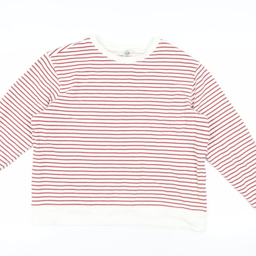 Marks and Spencer Womens White Striped Cotton Pullover Sweatshirt Size M Pullover