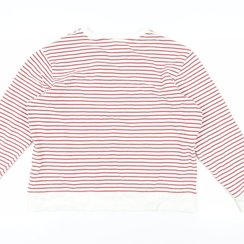 Marks and Spencer Womens White Striped Cotton Pullover Sweatshirt Size M Pullover