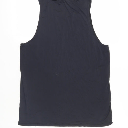 DOMYOS Mens Black Polyester Basic Tank Size M Crew Neck Pullover - Gym Workout Running