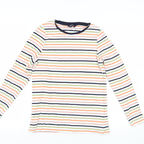 Marks and Spencer Womens Multicoloured Striped Cotton Basic T-Shirt Size 14 Crew Neck