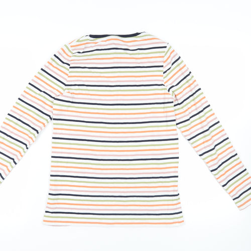 Marks and Spencer Womens Multicoloured Striped Cotton Basic T-Shirt Size 14 Crew Neck