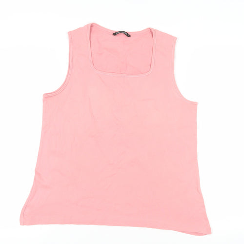 Bonmarché Womens Pink Cotton Basic Tank Size 20 Square Neck