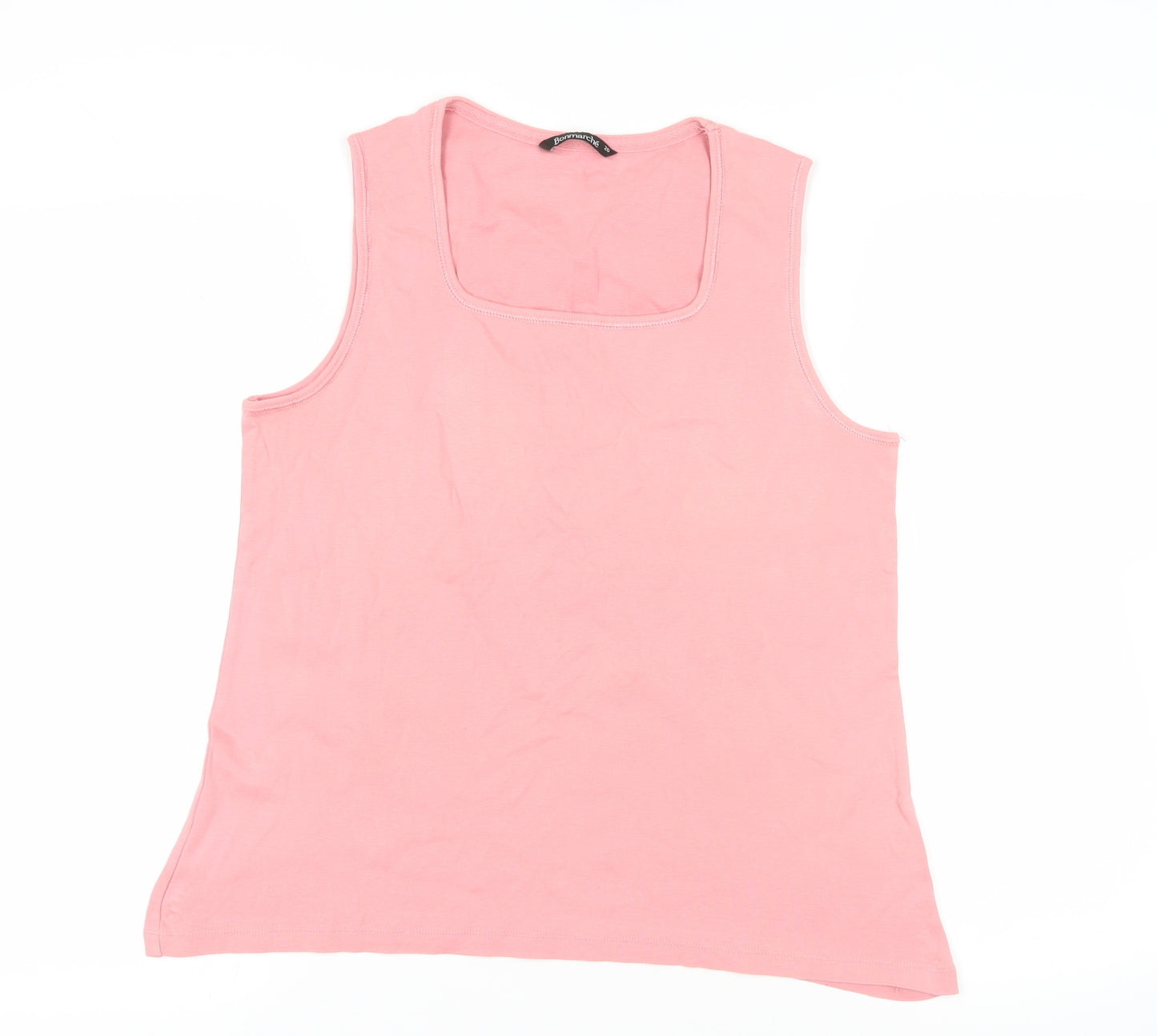 Bonmarché Womens Pink Cotton Basic Tank Size 20 Square Neck