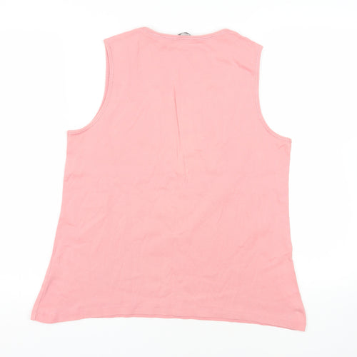 Bonmarché Womens Pink Cotton Basic Tank Size 20 Square Neck