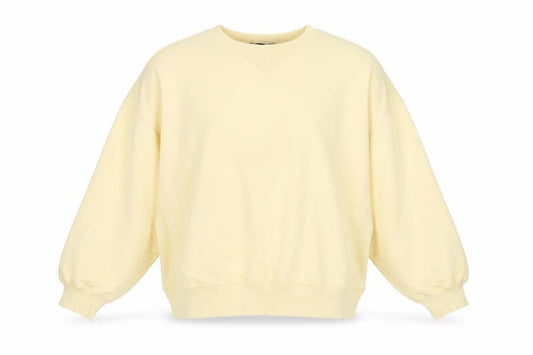 Front view of ASOS women’s yellow cotton pullover sweatshirt, size UK 8, pullover - oversized