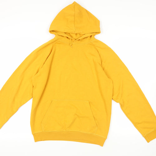 H&M Womens Yellow Cotton Pullover Hoodie Size S Pullover - Pockets
