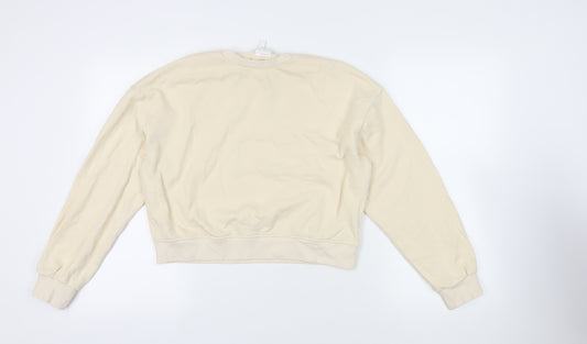 Divided by H&M Womens Ivory Cotton Pullover Sweatshirt Size S Pullover