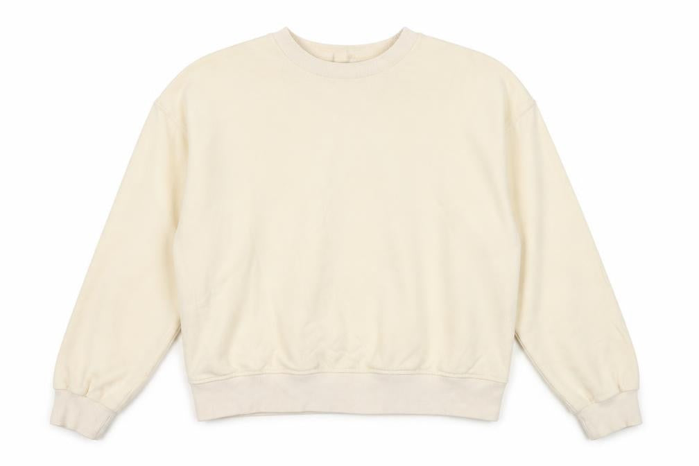 Front view of Divided by H&M women’s ivory cotton pullover sweatshirt, size S, pullover