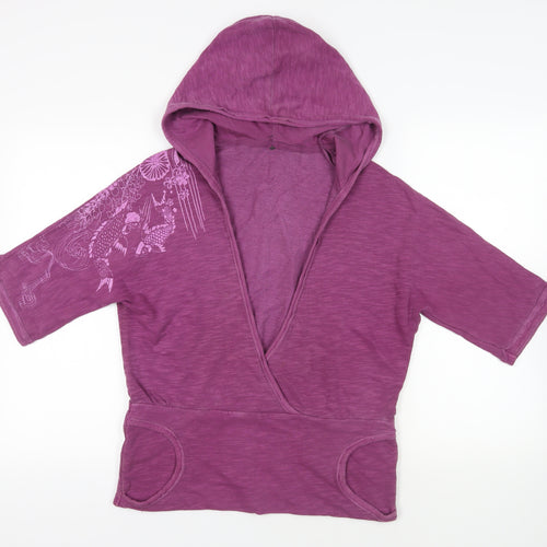 NEXT Womens Purple Cotton Pullover Hoodie Size 14 Pullover - Floral Detail